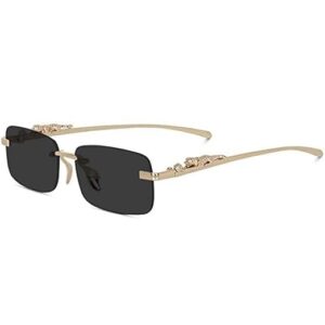 Jaguar Rimless Rectangle Retro Luxury Sunglasses for Men & Women Unisex | UV400 Protection