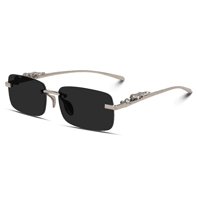Jaguar Rimless Rectangle Retro Luxury Sunglasses for Men & Women Unisex | UV400 Protection