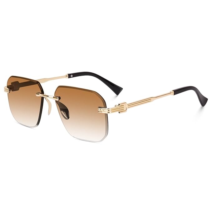 BMS UV Protected Square Rimless Sunglasses for Men and Women | Trending
