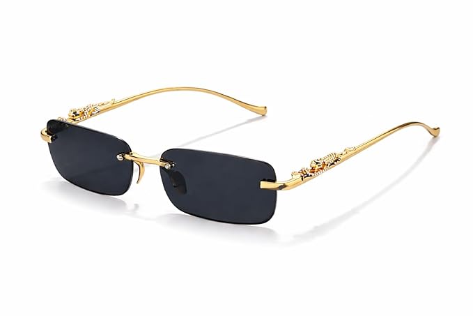 Jaguar Rimless Rectangle Retro Luxury Sunglasses for Men & Women Unisex | UV400 Protection