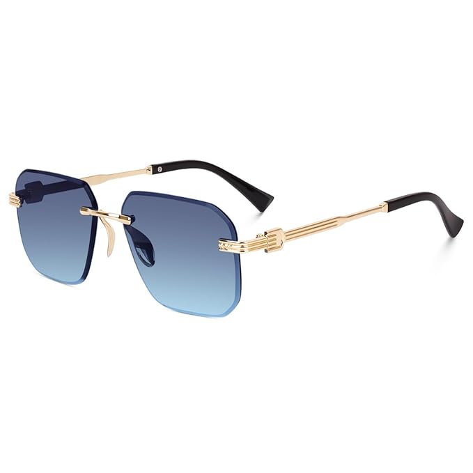 BMS UV Protected Square Rimless Sunglasses for Men and Women | Trending