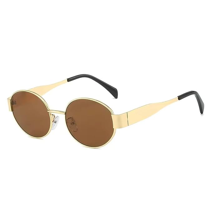 BMS Fashionable Retro Oval Sunglasses for Women & Men | Trendy, Stylish & Classic 90s-Inspired Design | UV400 Protection & Durable Metal Frame