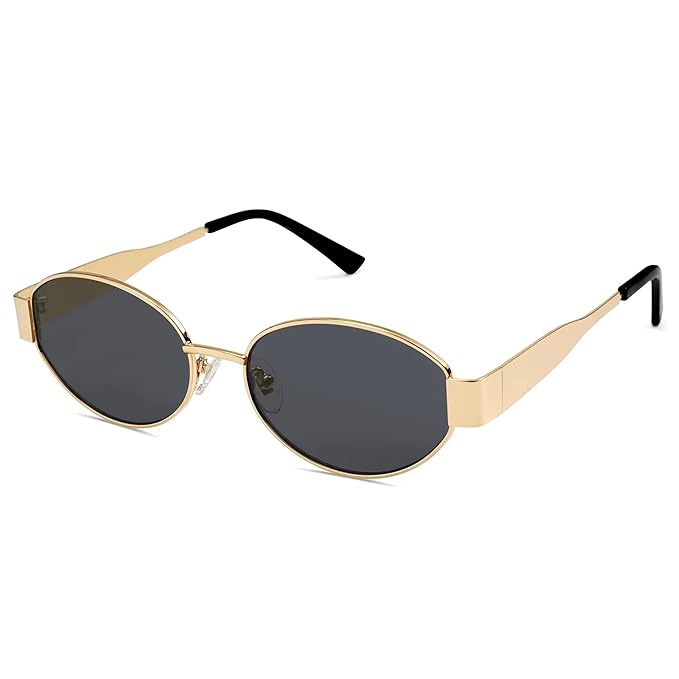 BMS Fashionable Retro Oval Sunglasses for Women & Men | Trendy, Stylish & Classic 90s-Inspired Design | UV400 Protection & Durable Metal Frame